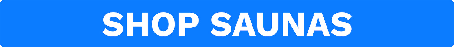 Button labeled 'Shop Saunas' on a blue rounded banner (functional image).